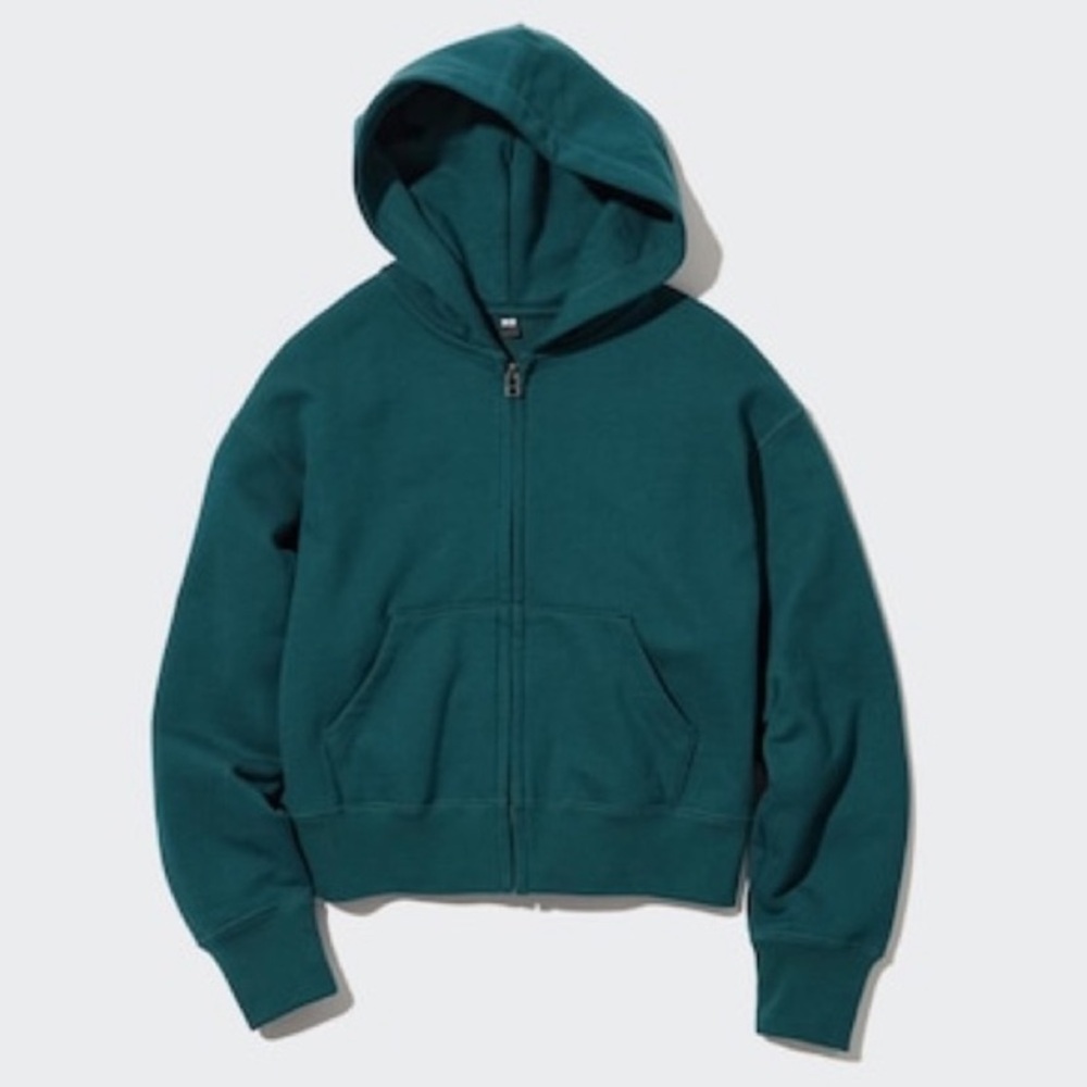 Uniqlo Sweat Long Sleeve Full Zip Hoodie in Green